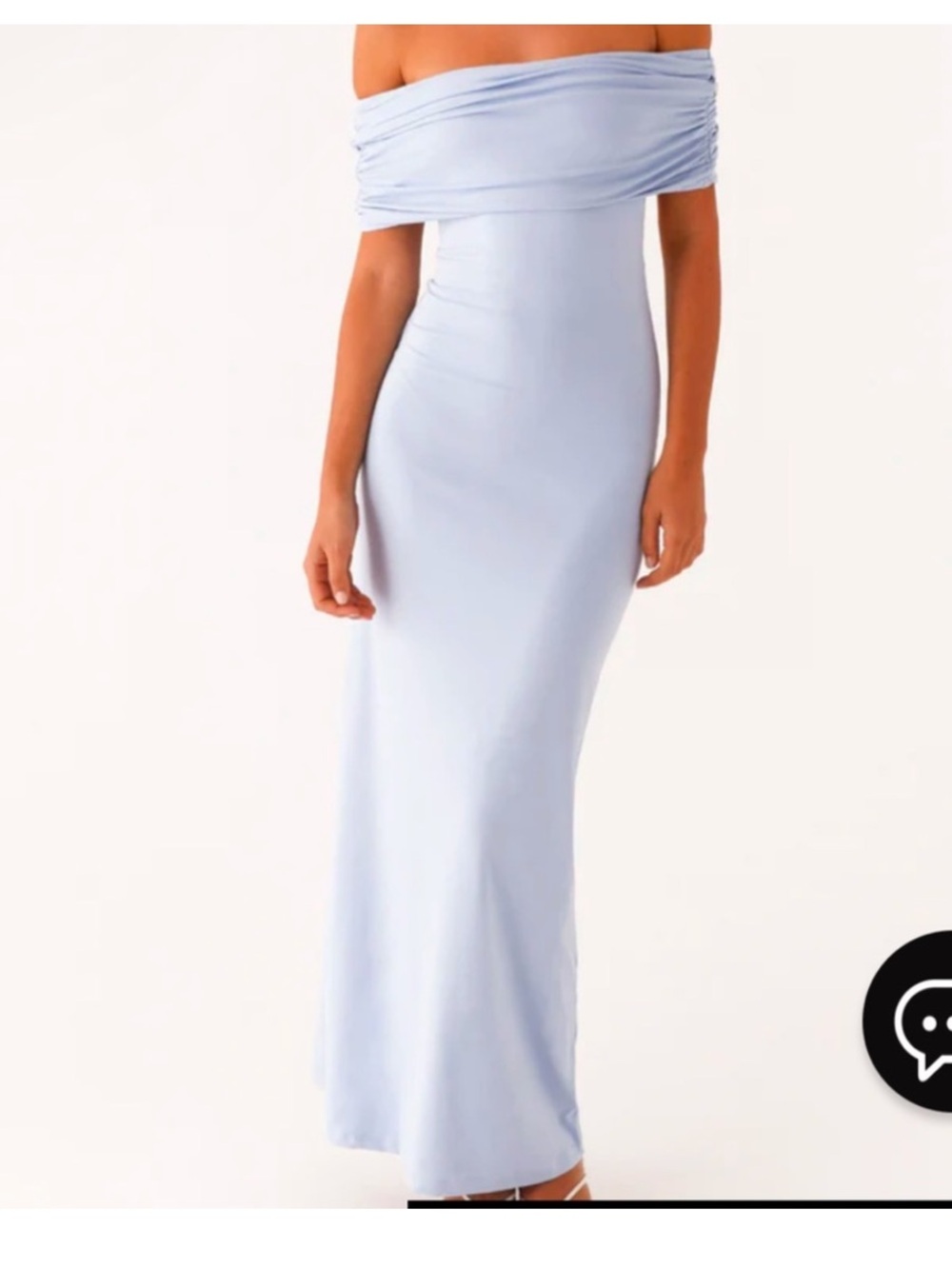 Peppermayo light blue off shoulder maxi dress in a US 4